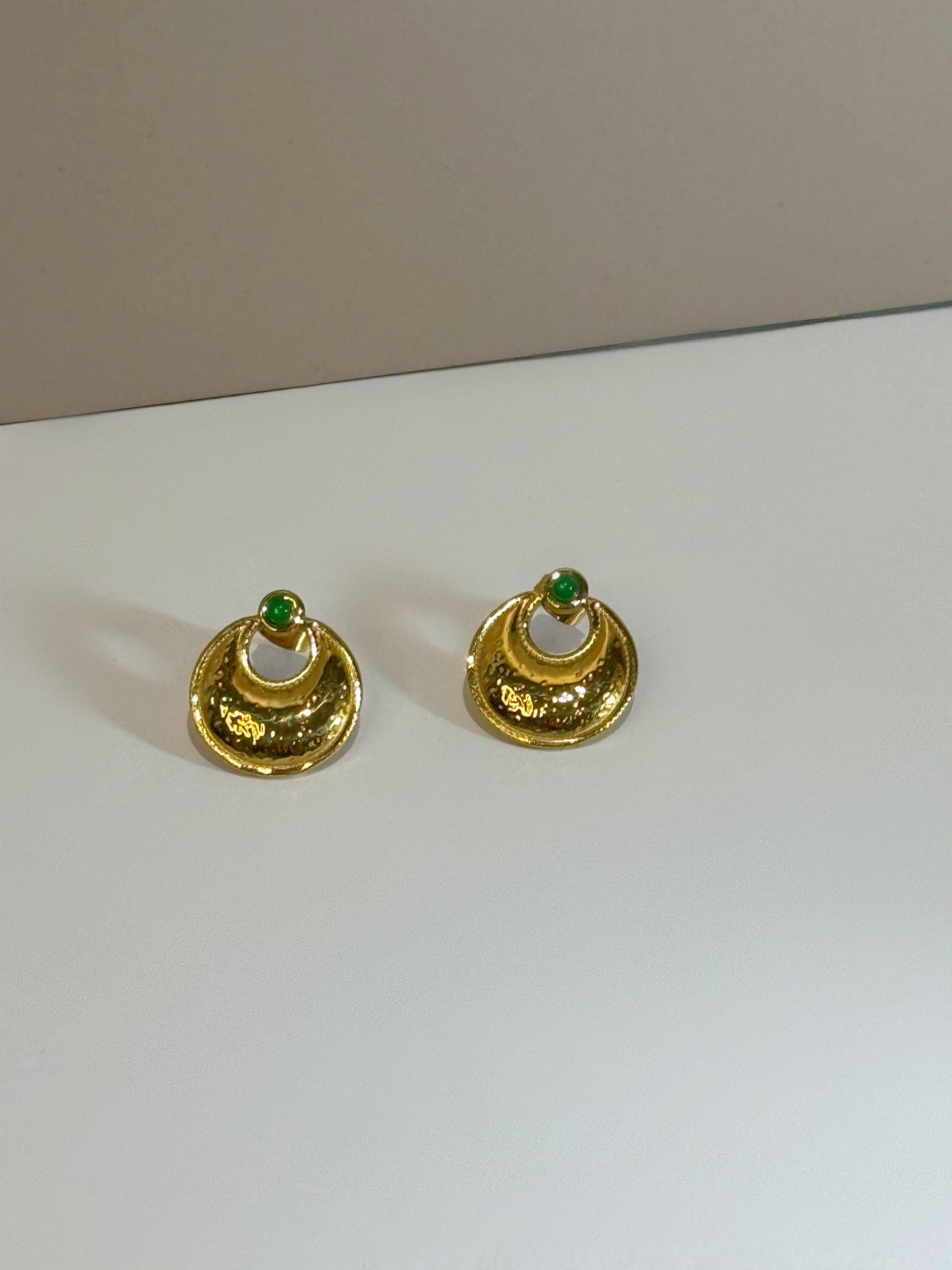 Boucles d'Oreilles Lune d'Émeraude