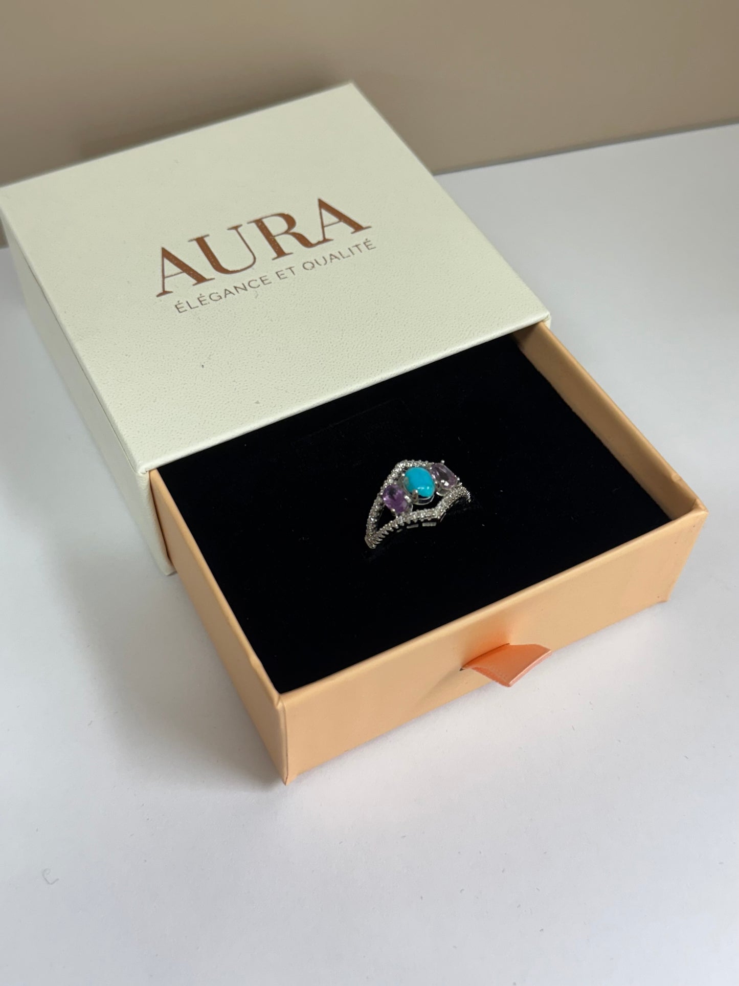 Bague Trilogie Céleste (Turquoise & Améthystes)