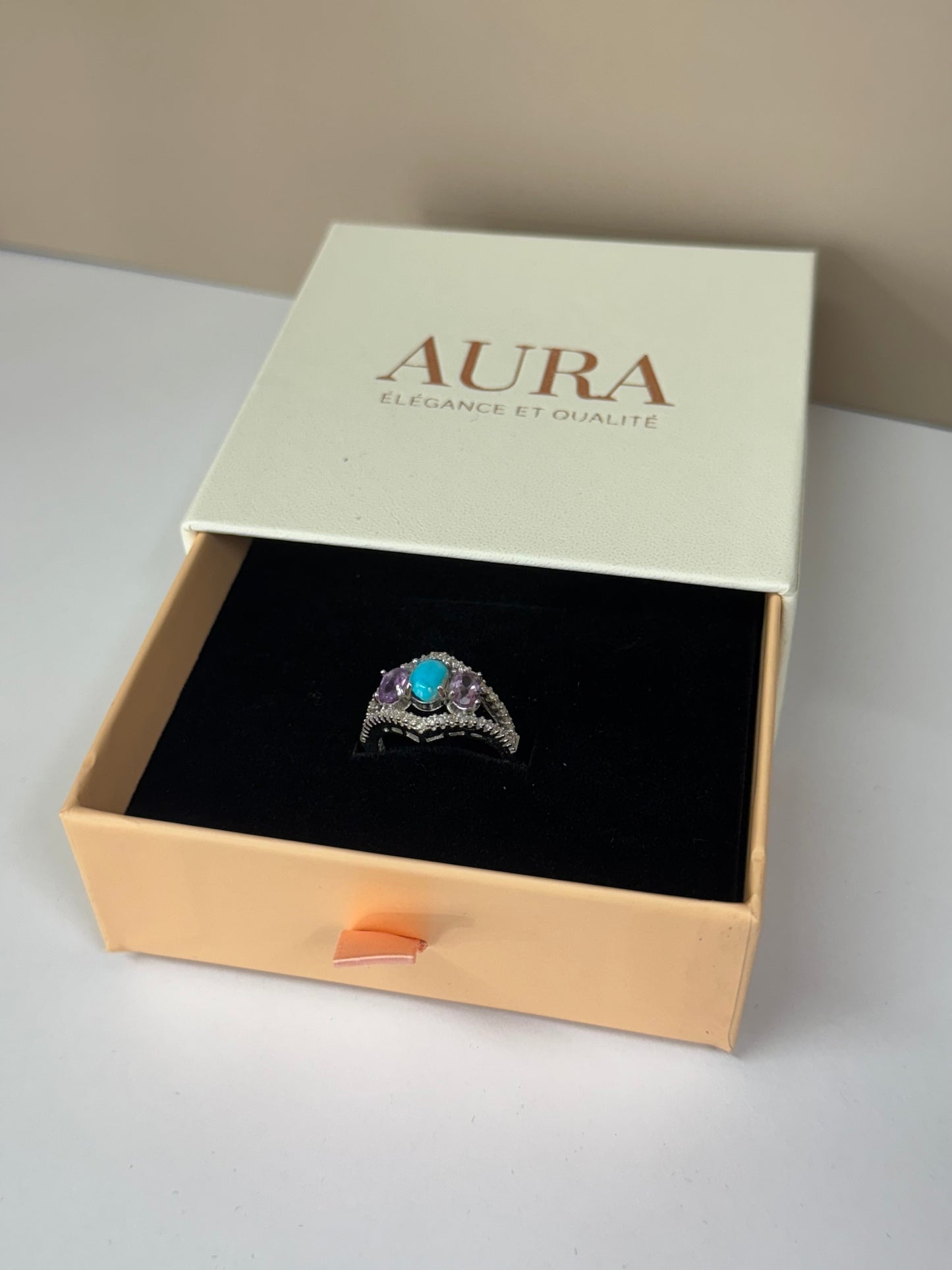 Bague Trilogie Céleste (Turquoise & Améthystes)