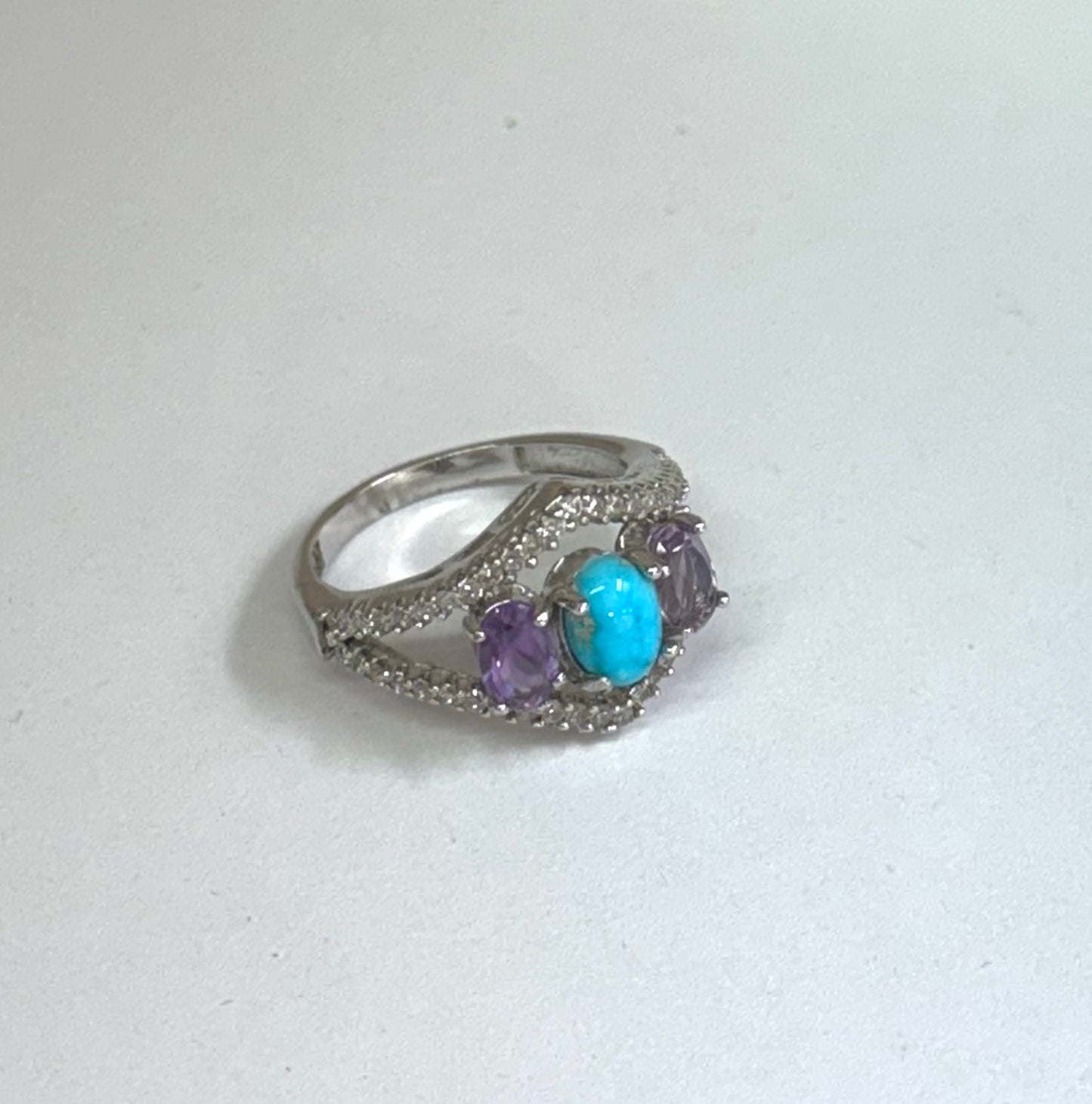 Bague Trilogie Céleste (Turquoise & Améthystes)