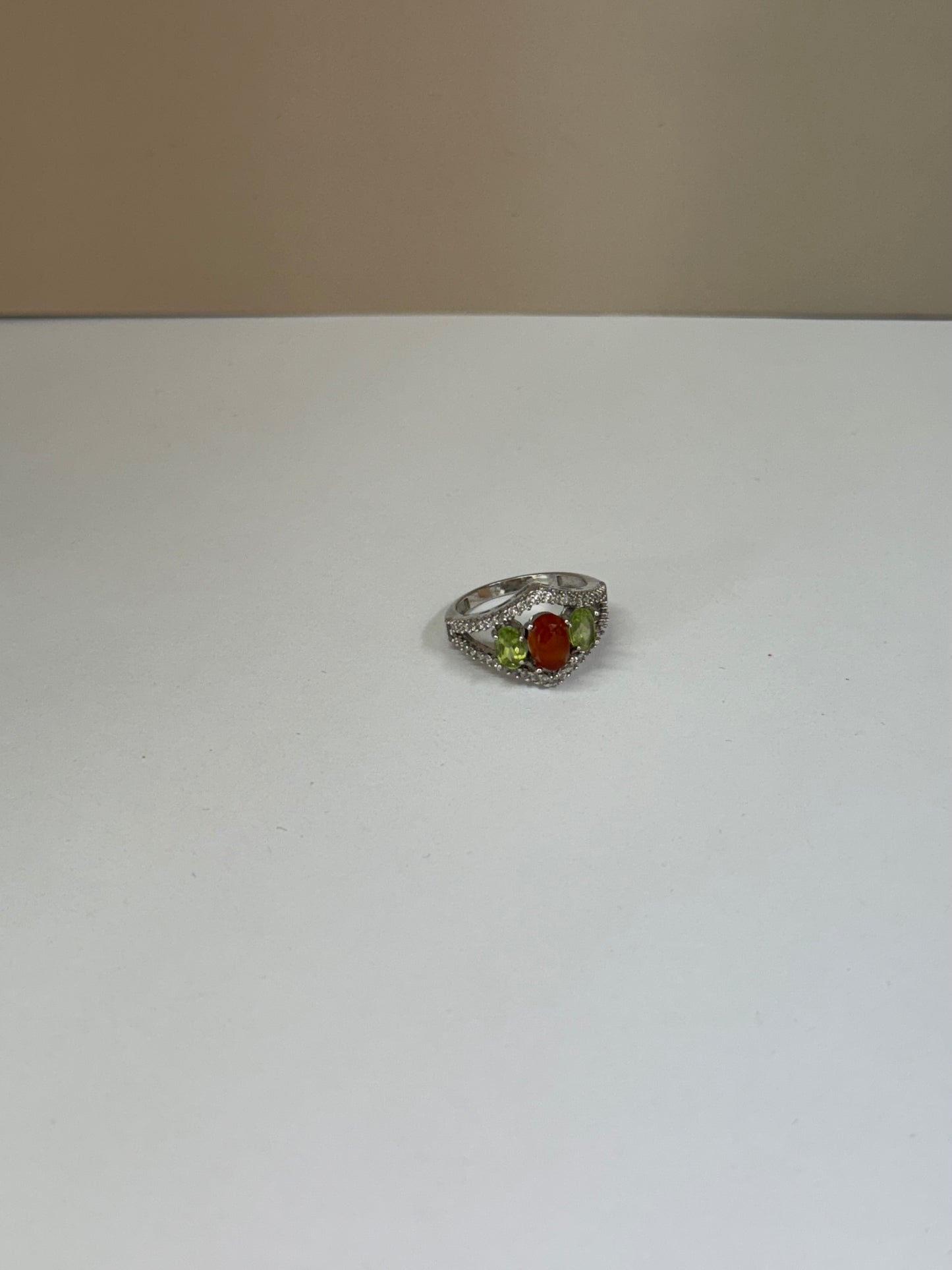 Bague Harmonie d’Équinoxe (Péridot &Grenat)