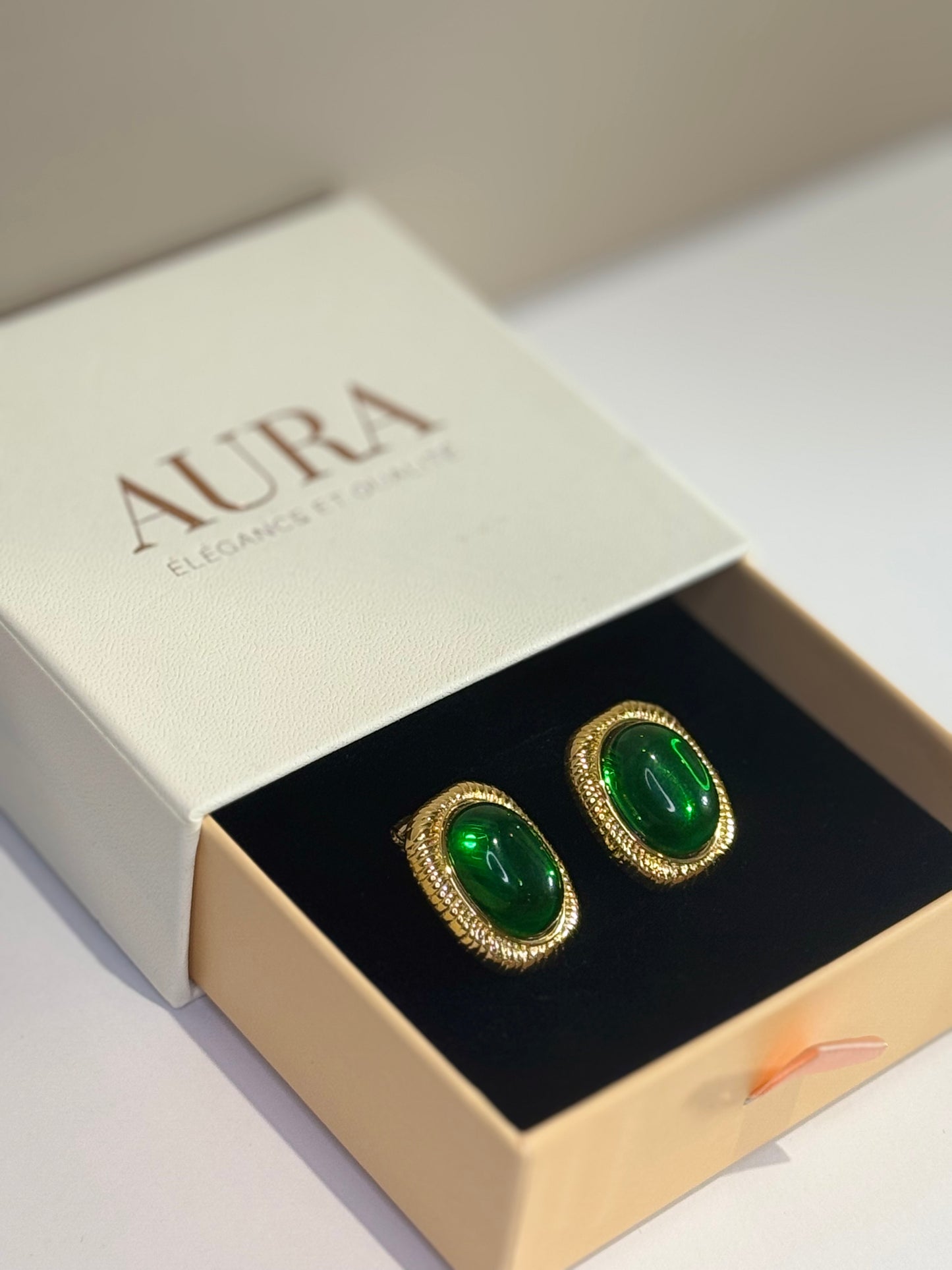 Boucles d’oreilles Émeraude Impériale