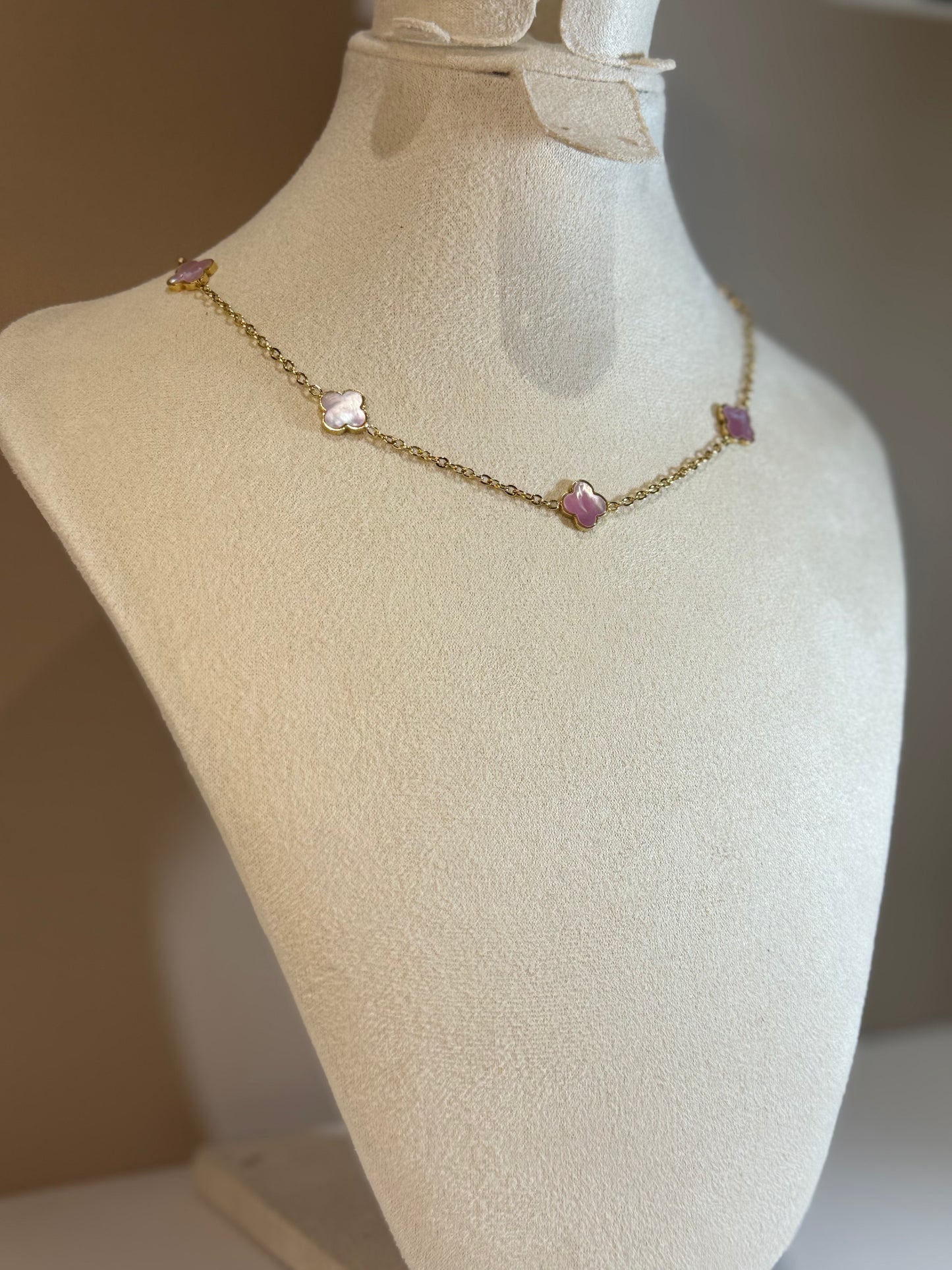 Collier Fleur d’Élise Rose Nacré