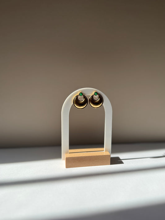 Boucles d'Oreilles Lune d'Émeraude