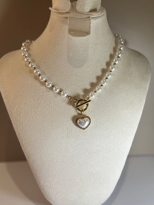 Collier Perlé Cœur Nacré