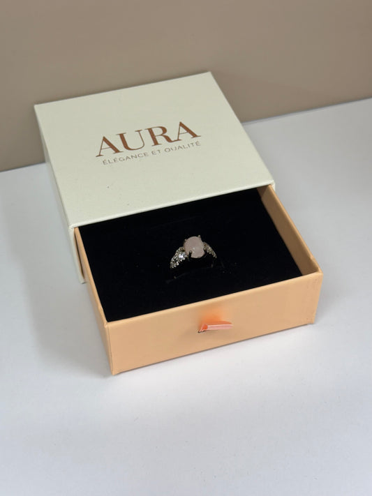 Bague Rose d’Aura (Quartz Rose & Zircons)