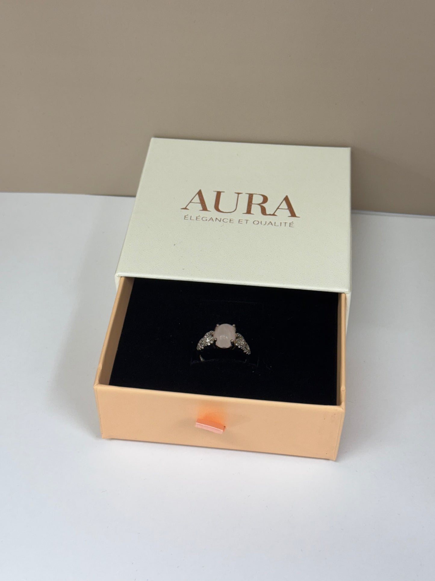 Bague Rose d’Aura (Quartz Rose & Zircons)