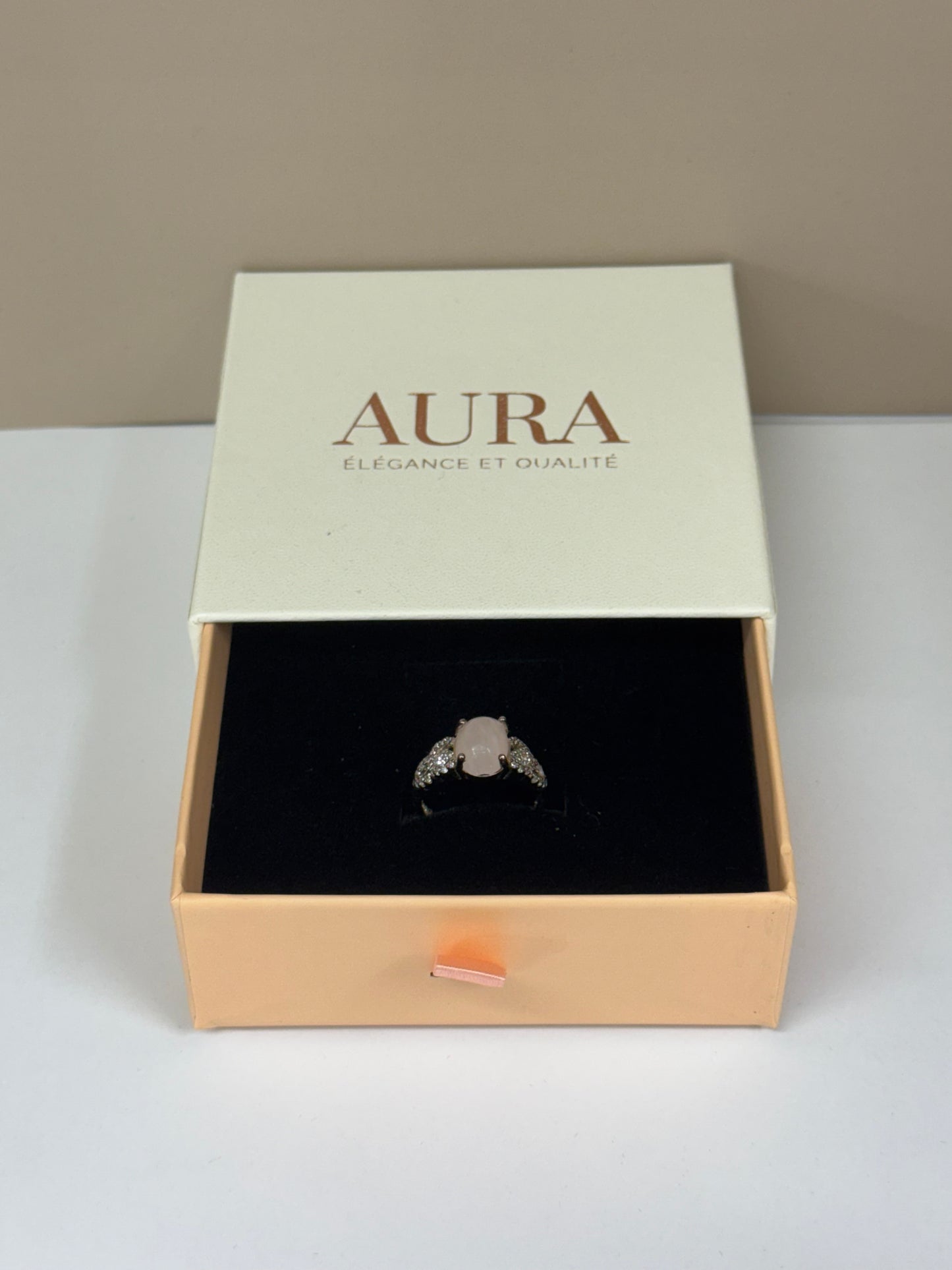 Bague Rose d’Aura (Quartz Rose & Zircons)