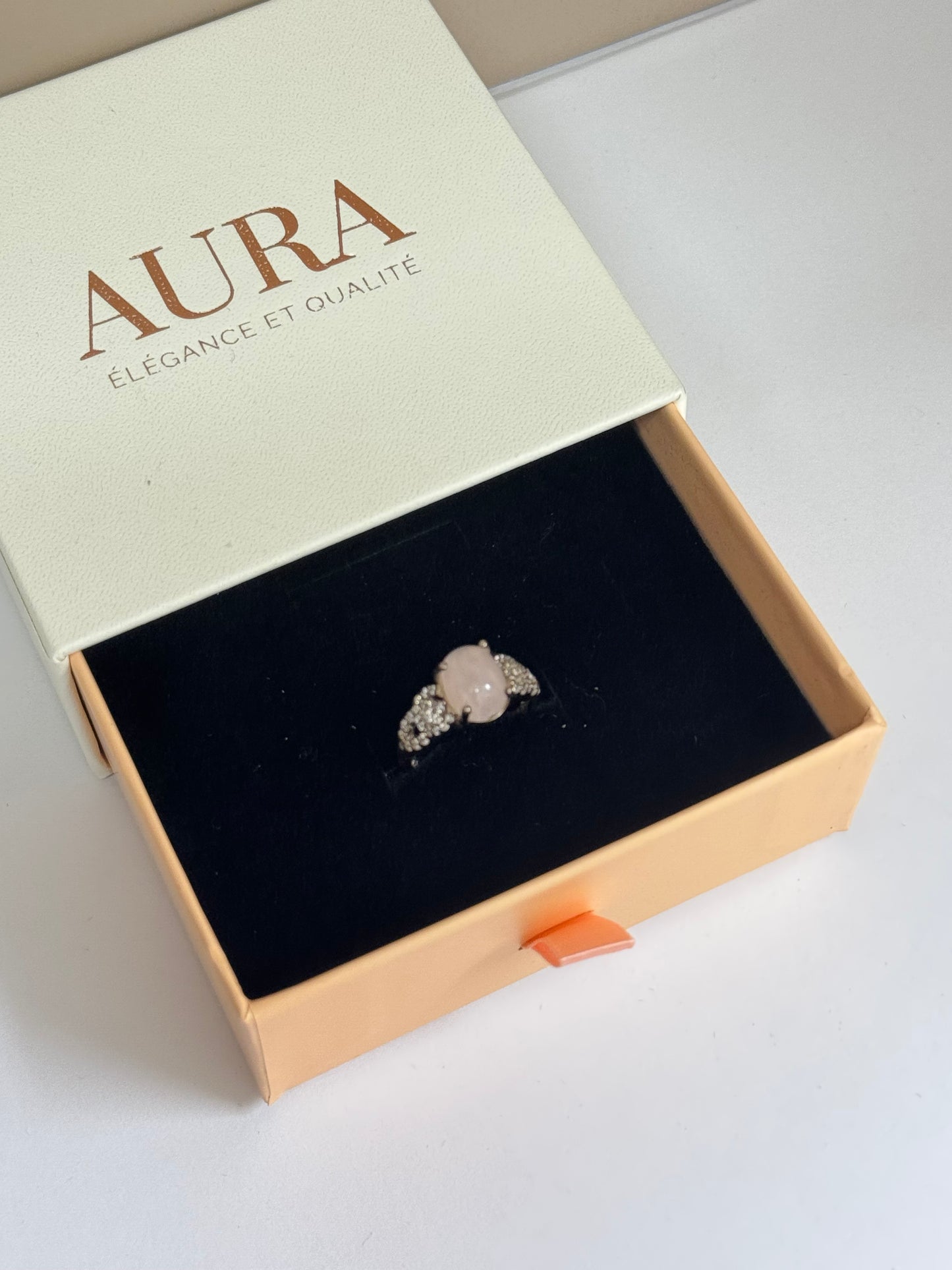 Bague Rose d’Aura (Quartz Rose & Zircons)