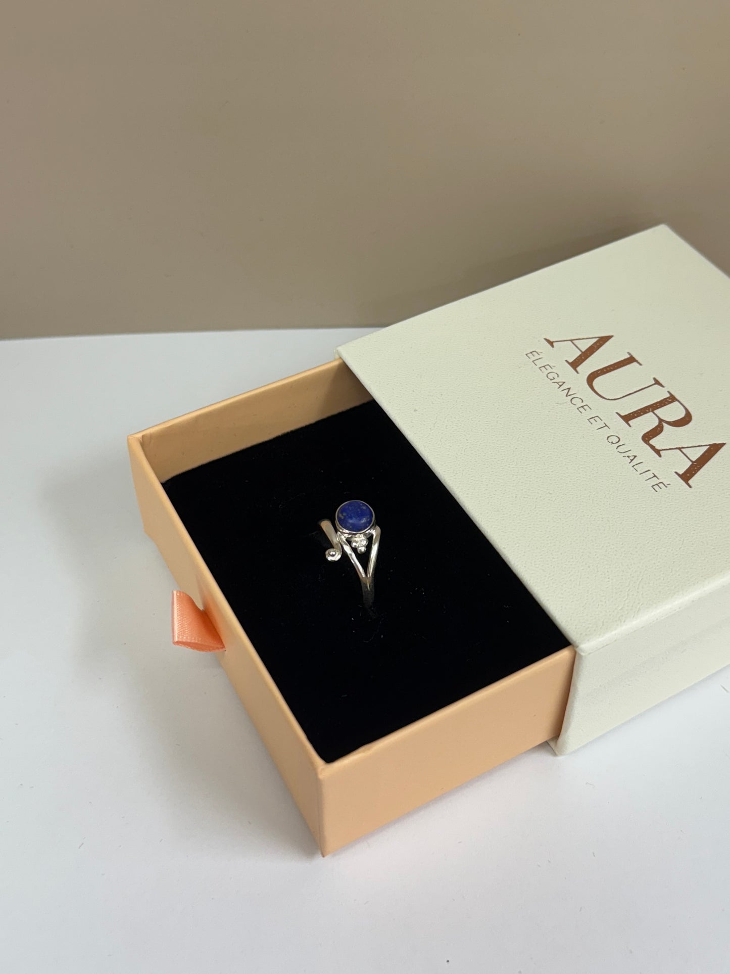 Bague Spirale Solaire en Lapis-Lazuli