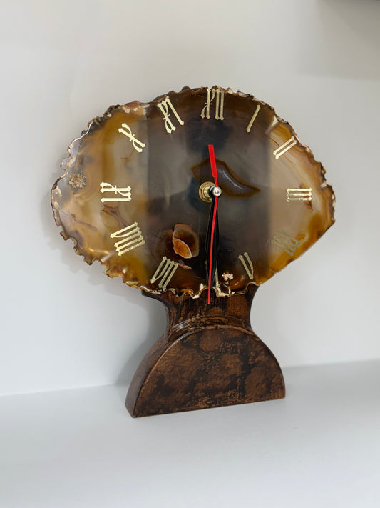 Horloge en agate naturelle – Pièce artisanale unique