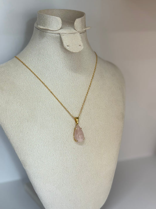 Collier Goutte de Quartz Rose