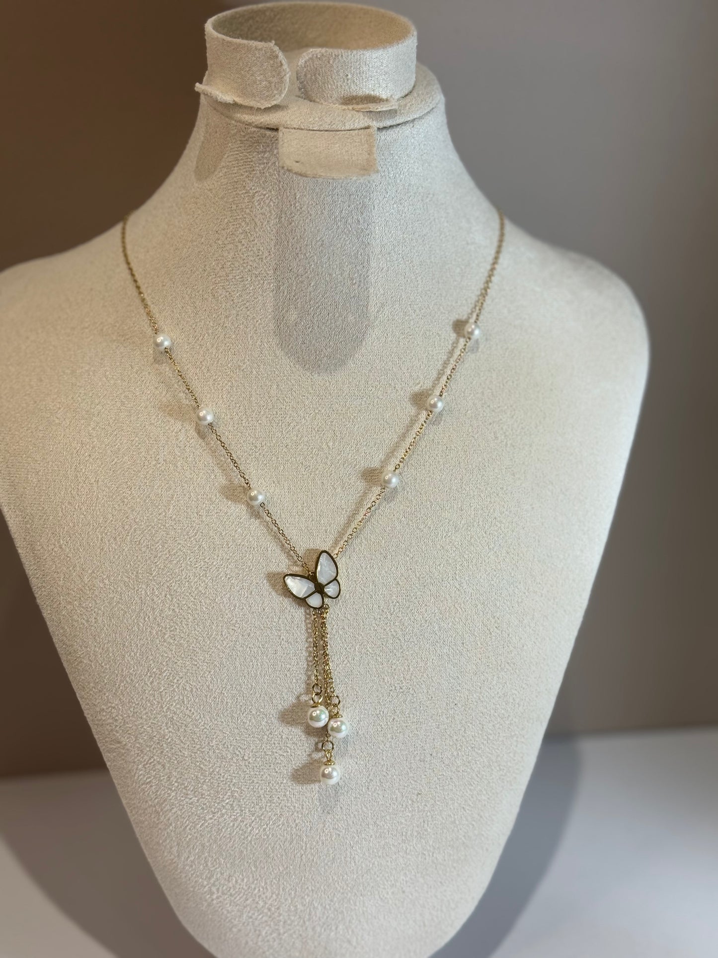 Collier Papillon Perlé