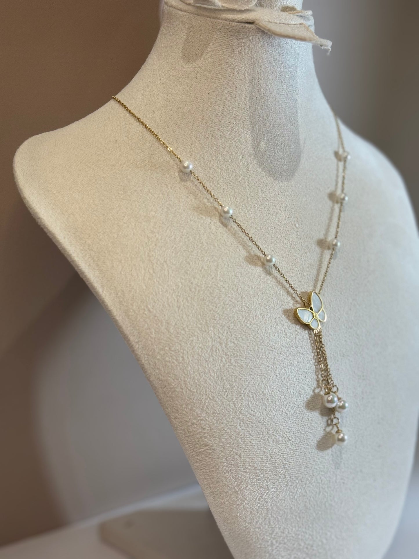 Collier Papillon Perlé