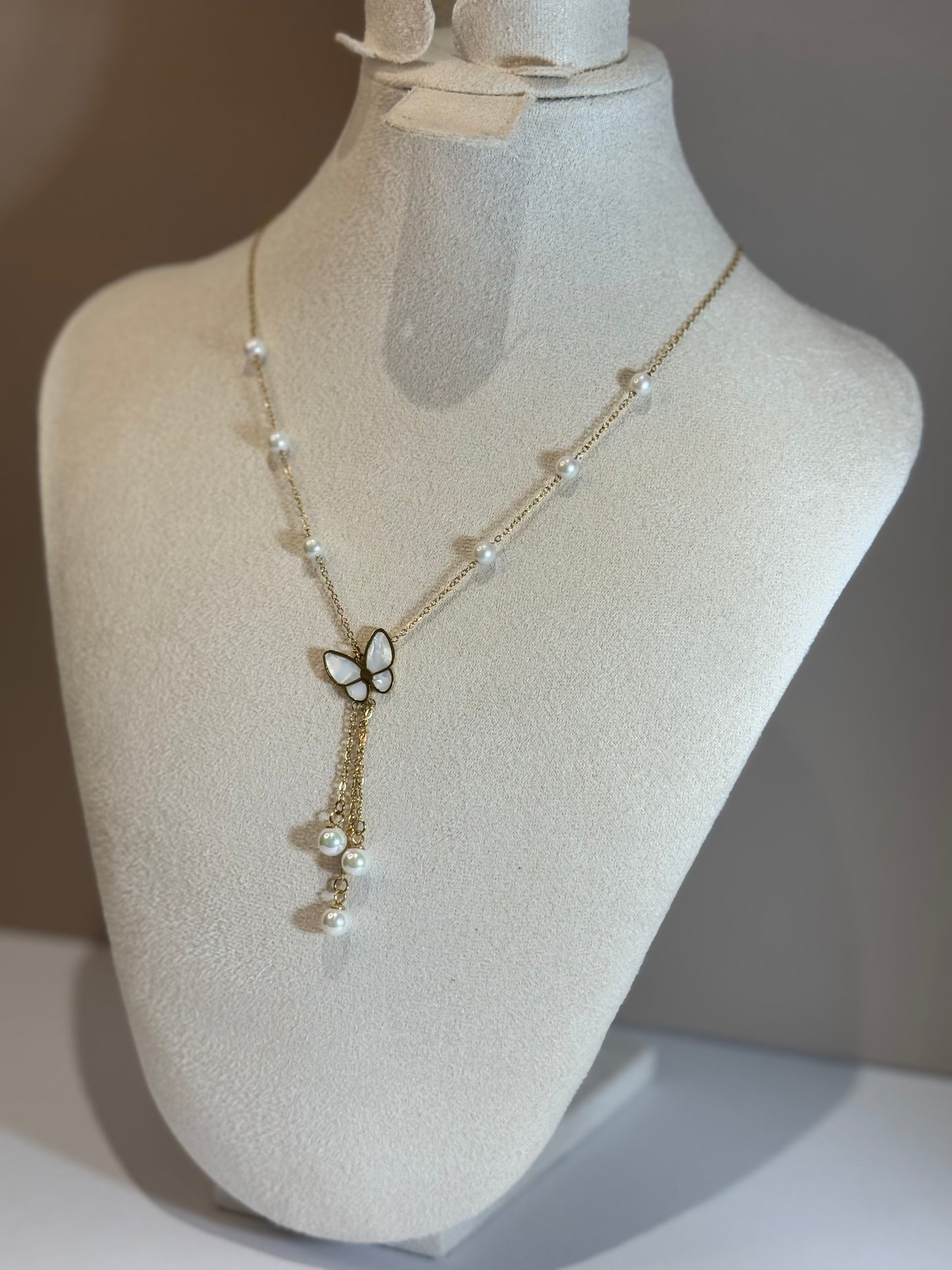Collier Papillon Perlé