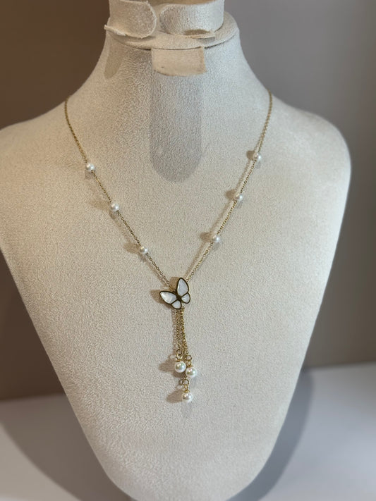 Collier Papillon Perlé