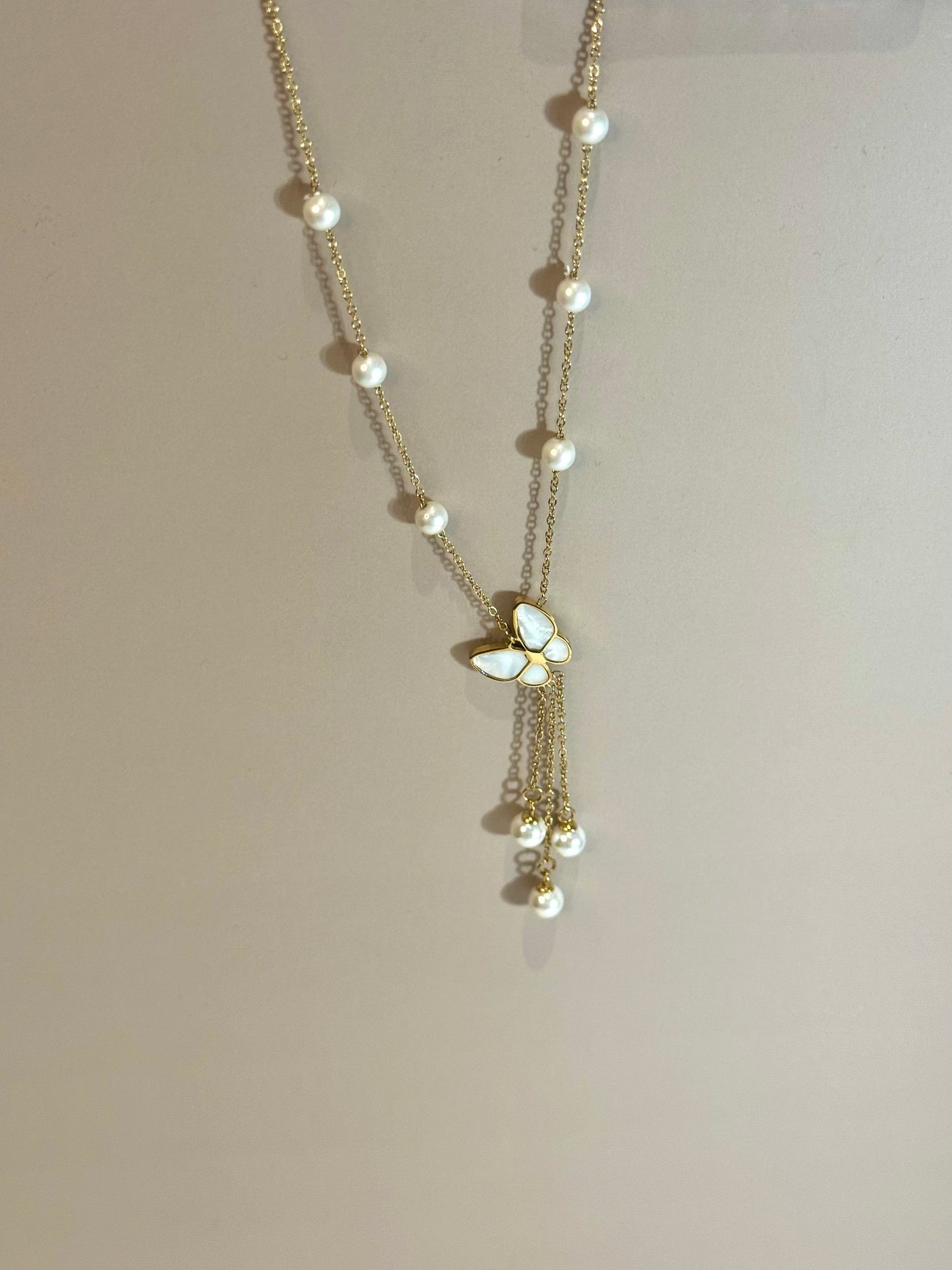 Collier Papillon Perlé