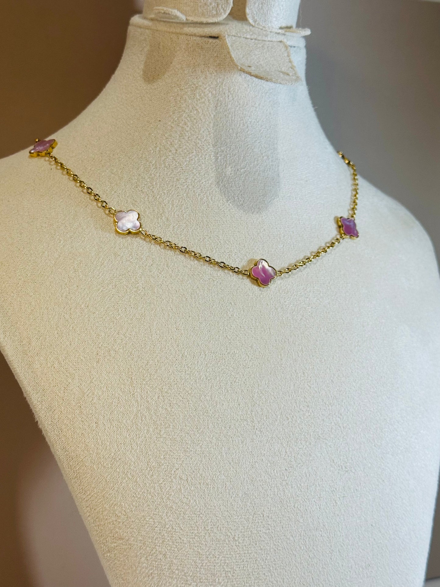 Collier Fleur d’Élise Rose Nacré