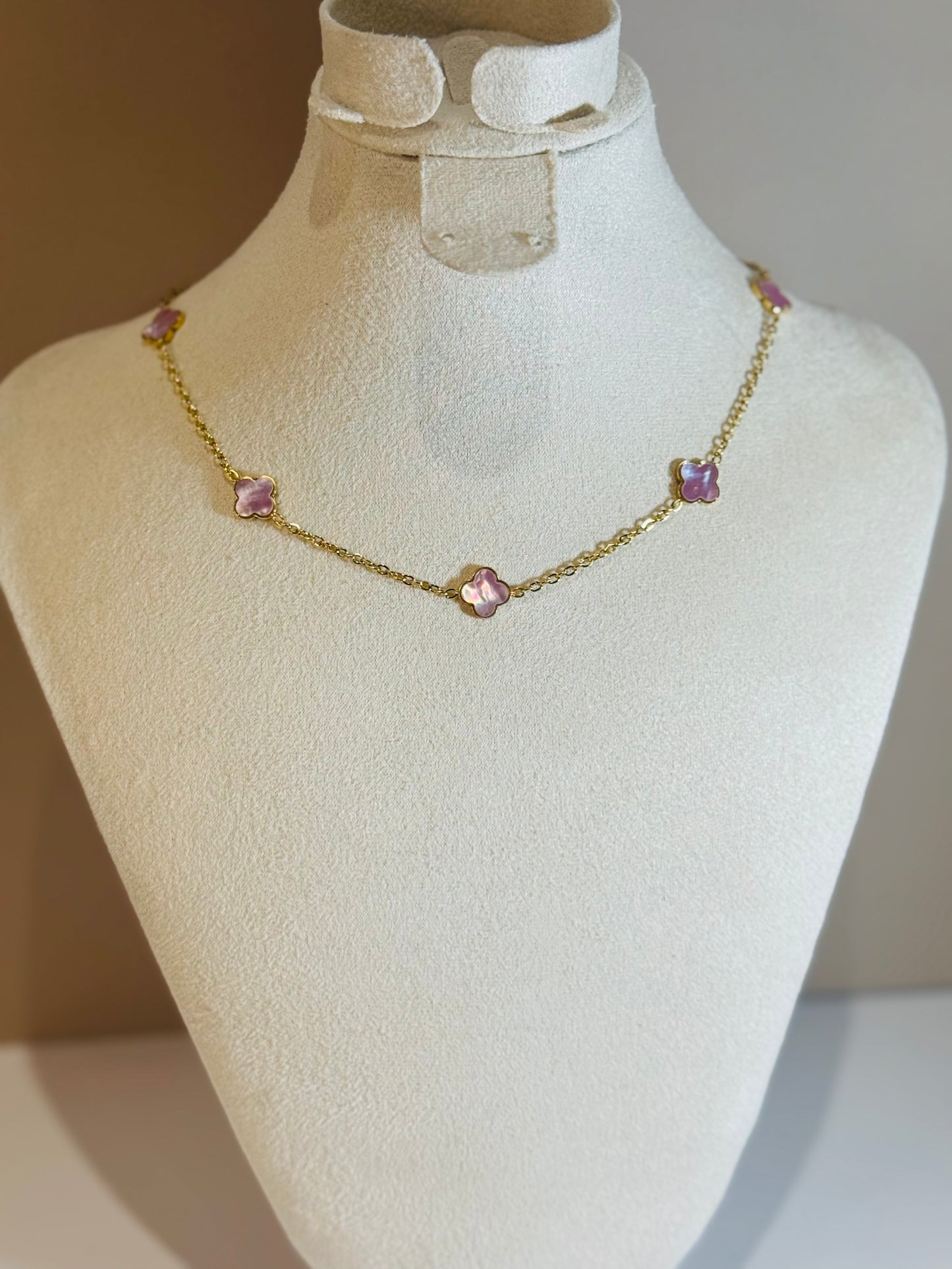 Collier Fleur d’Élise Rose Nacré