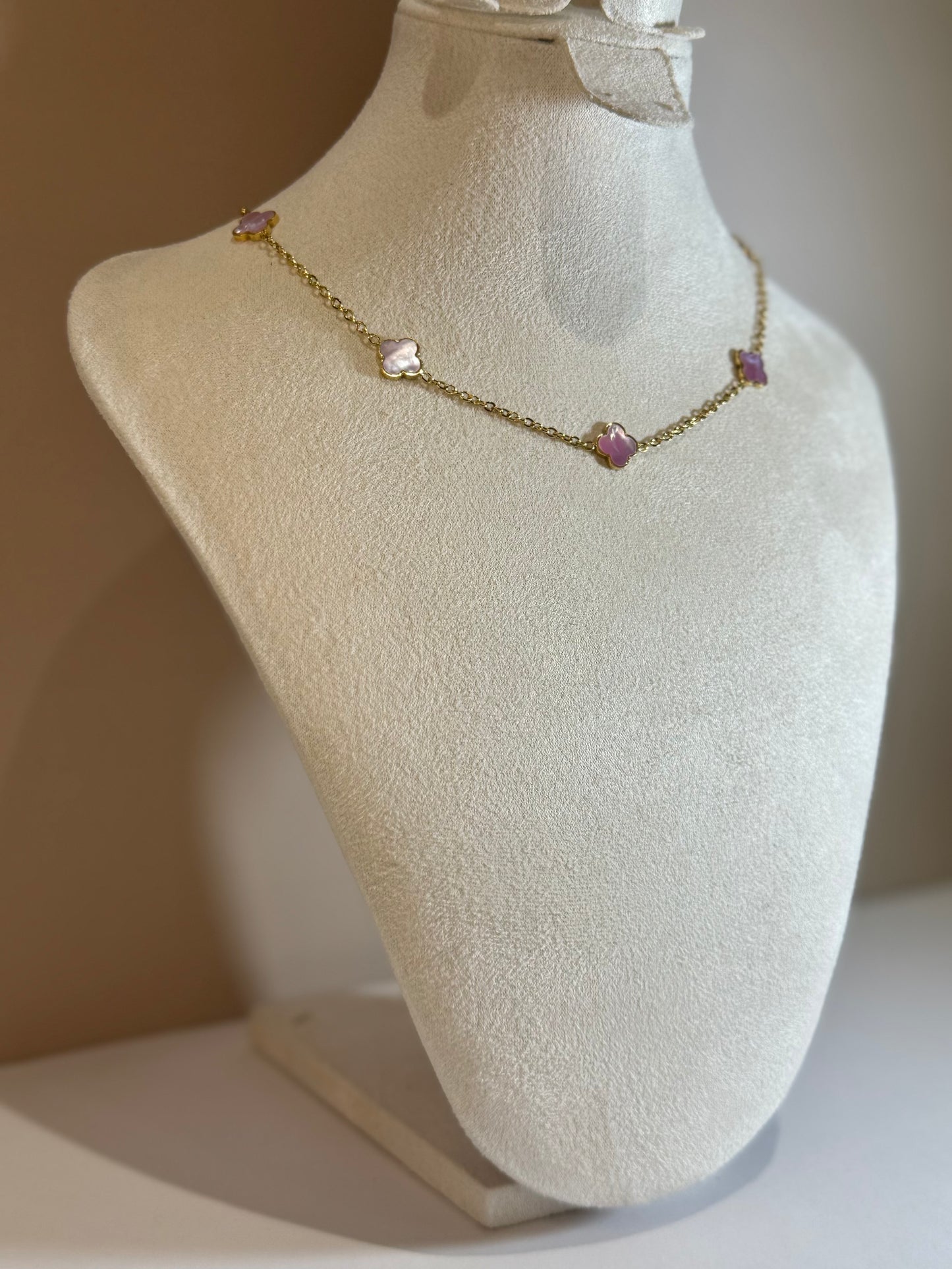 Collier Fleur d’Élise Rose Nacré